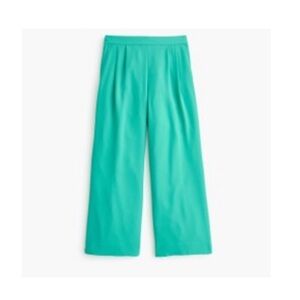 J Crew Crepe Cropped Wide Leg Pants, Sz 8, Kelly Green